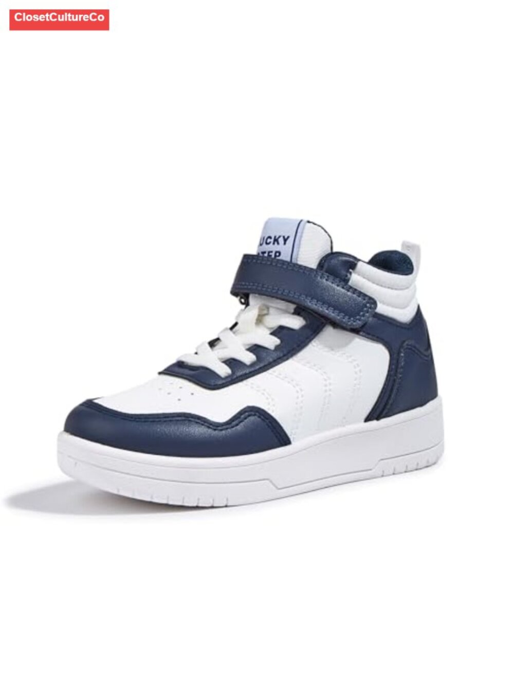 Kids High Top Basketball Sneakers Faux Leather Athletic Shoes